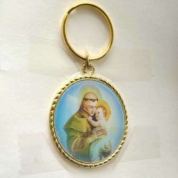 Capuchin Franciscans Holographic Dove St Anthony Colorized Medal Key Chain Card - Picture 4 of 8